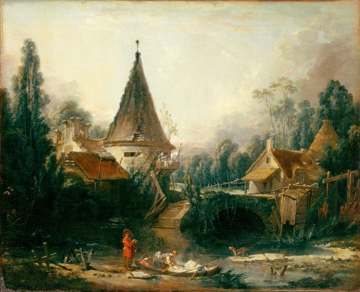 Frans: Paysage près de Beauvais Landschap bij Beauvais door François Boucher