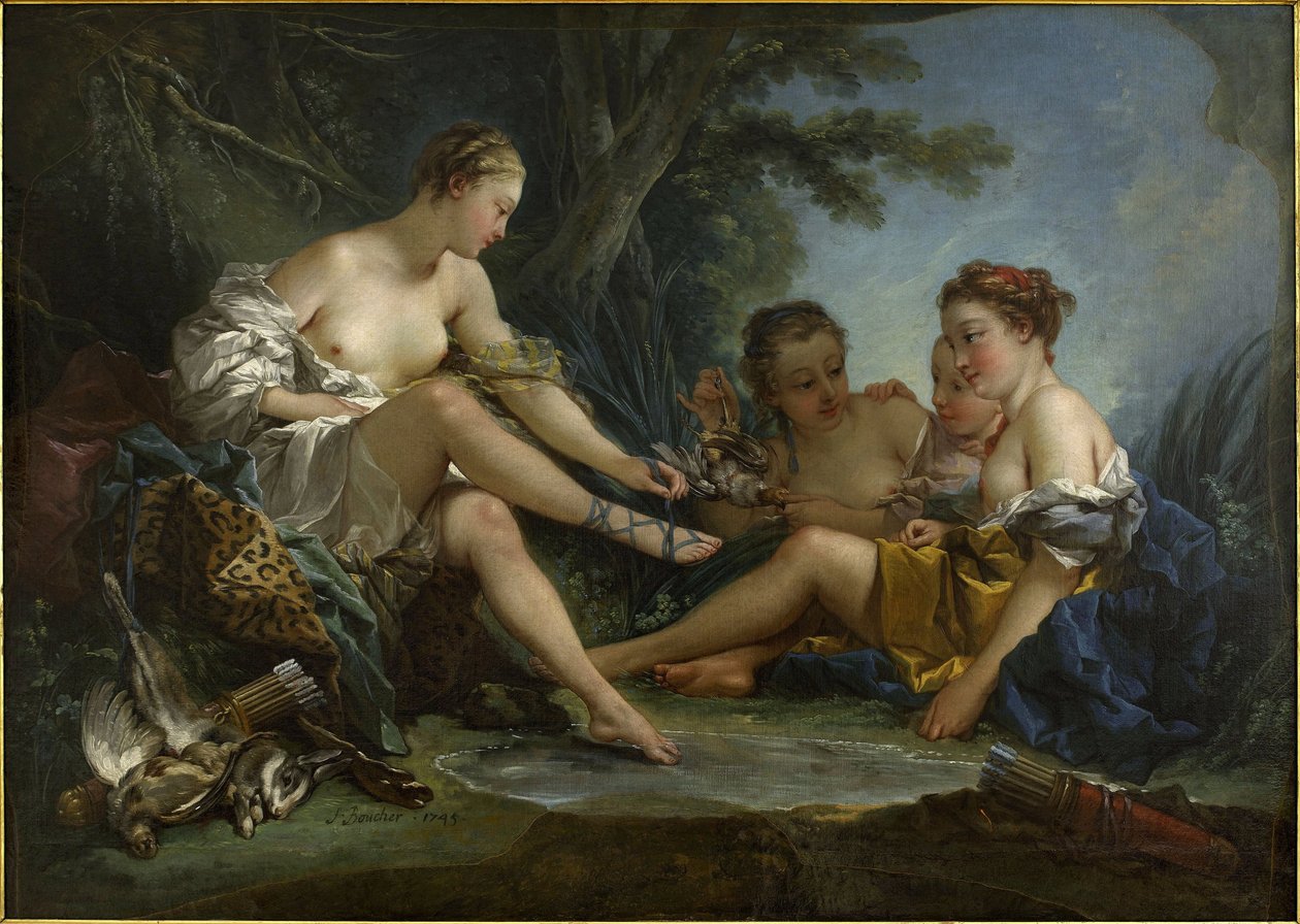 Le Repos des nymphes au retour de la chasse, ook bekend als Le Retour de chasse de Diane door François Boucher