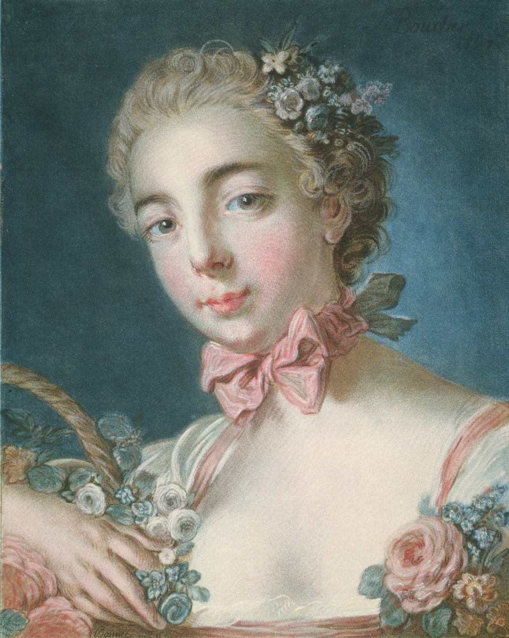 Hoofd van Flora, gegraveerd door Louis-Marin Bonnet (1736-93) 1769 door François Boucher