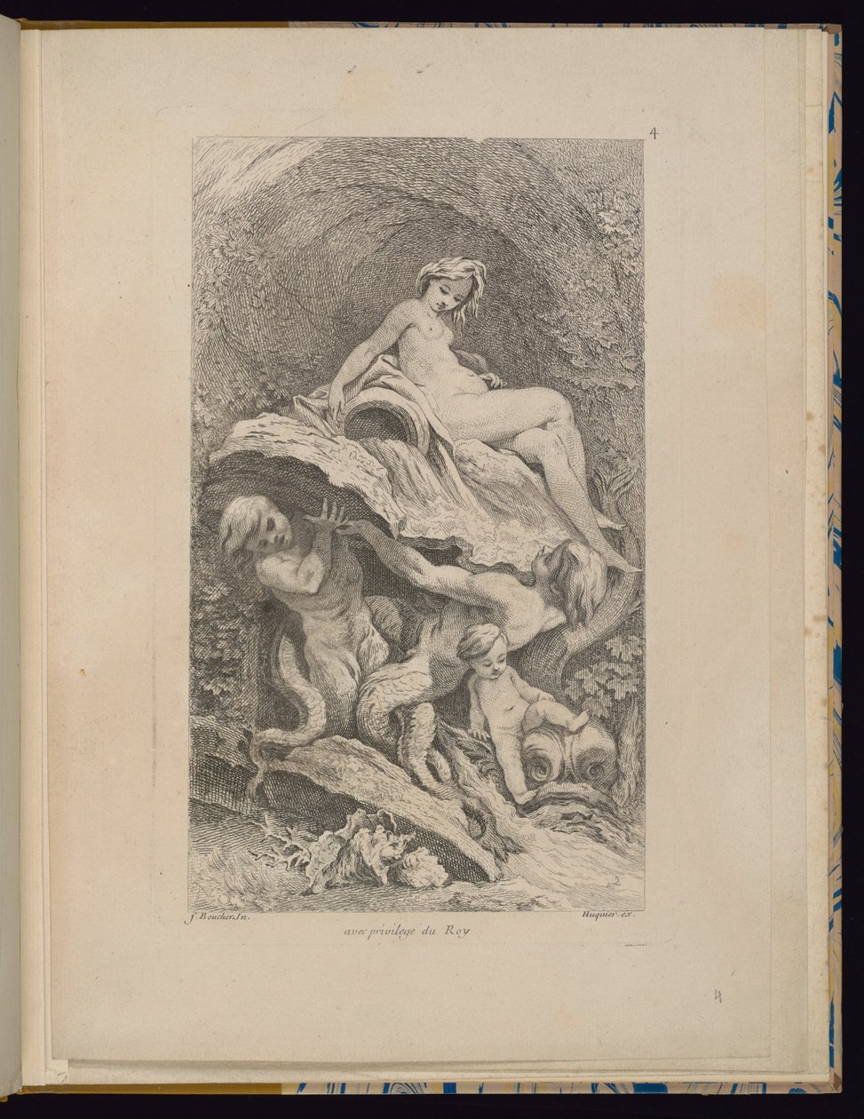 Plaat 4, Receuil de Fontaines (Collectie van fonteinen) door François Boucher