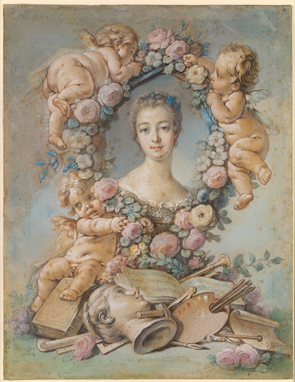 Portret van de Markiezin de Pompadour 1721-1764, 1754 door François Boucher