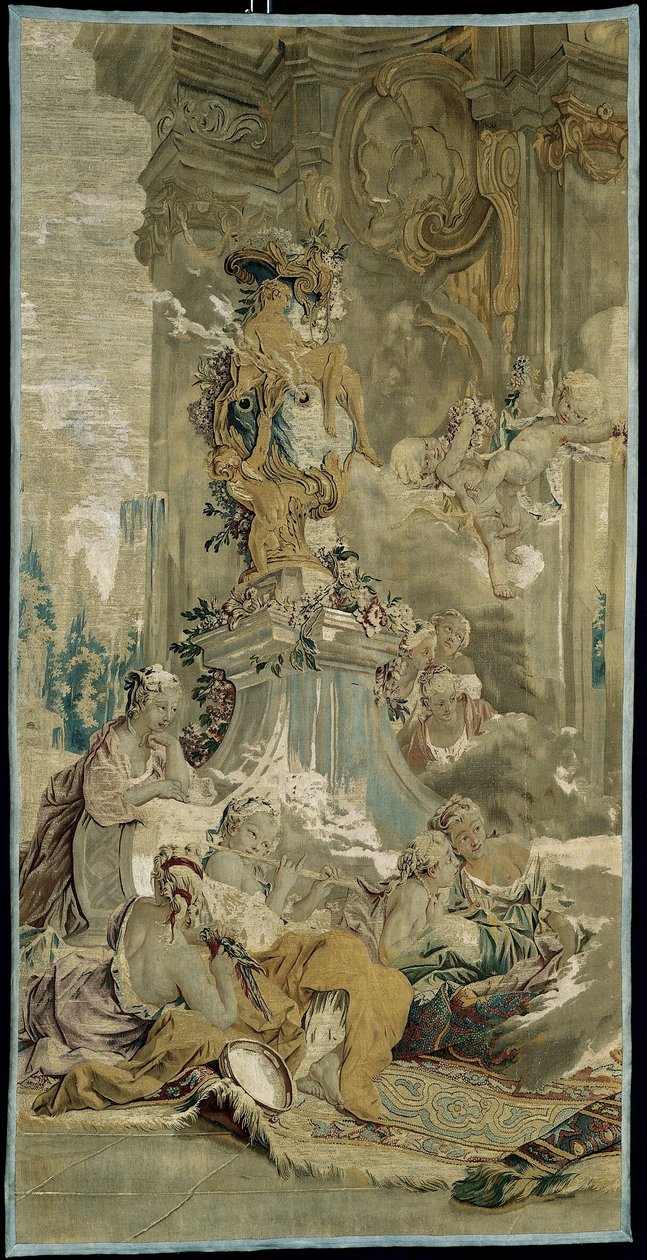 De intrede van Psyche in het paleis van Cupido [links fragment], uit Het verhaal van Psyche door François Boucher