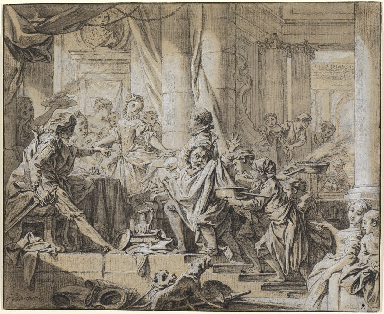 Sancho Vlucht voor de Dienaren van de Hertog door François Boucher