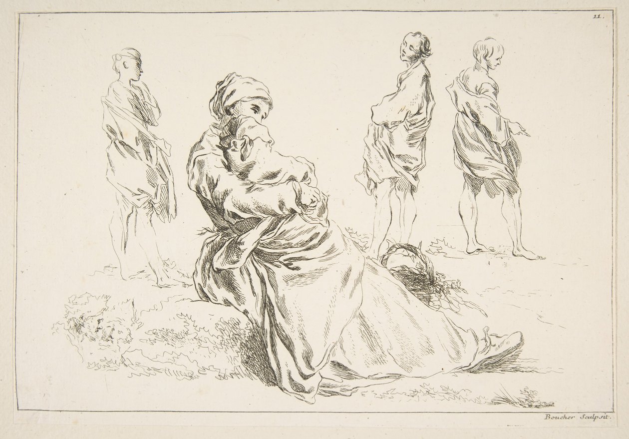 Blad met schetsen, 1753 door François Boucher