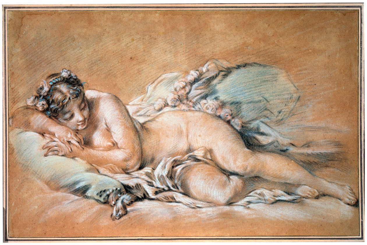 Slapende jonge vrouw, 1758 door François Boucher