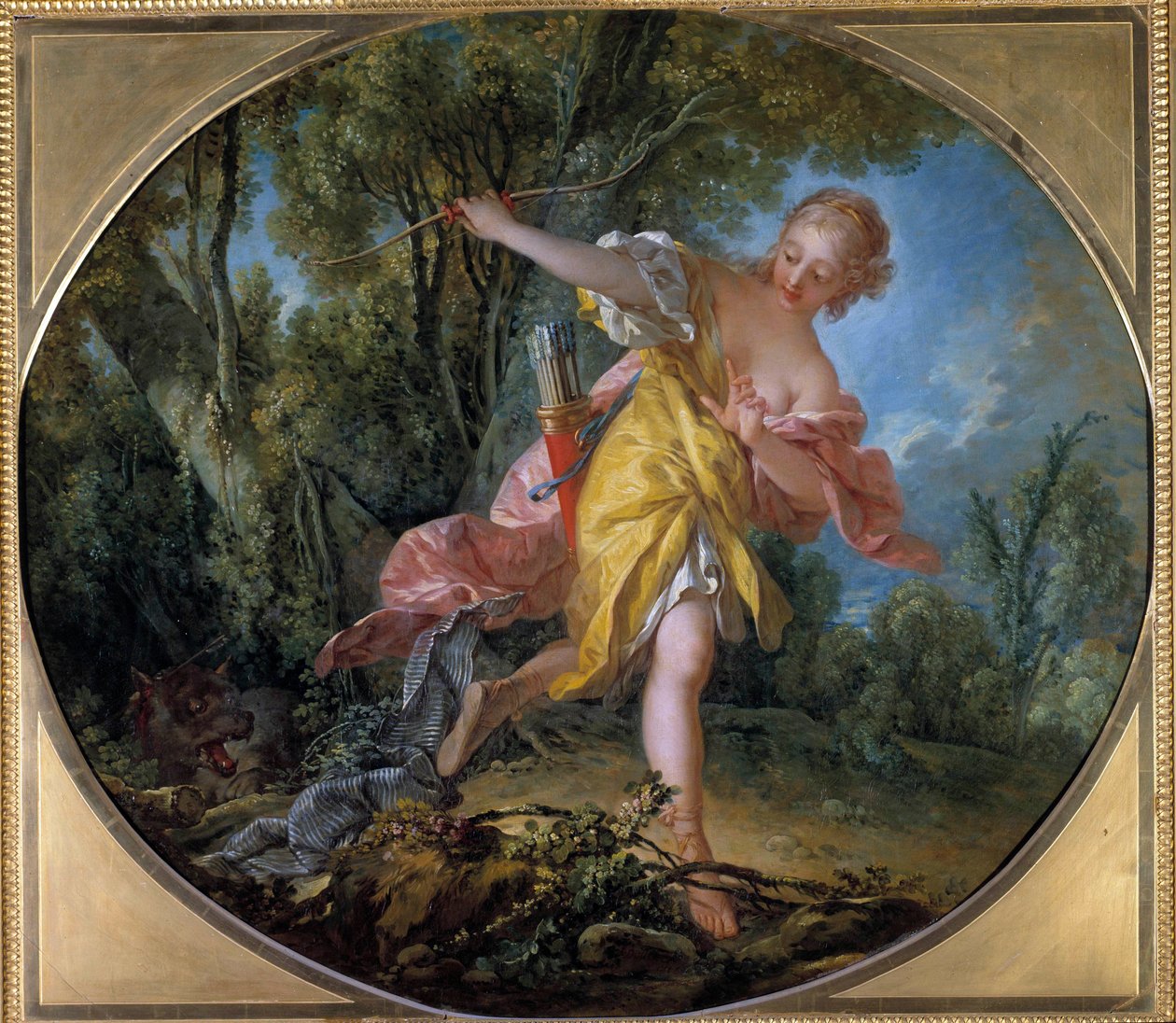 Sylvie vlucht voor de wolf die ze jaagde door François Boucher