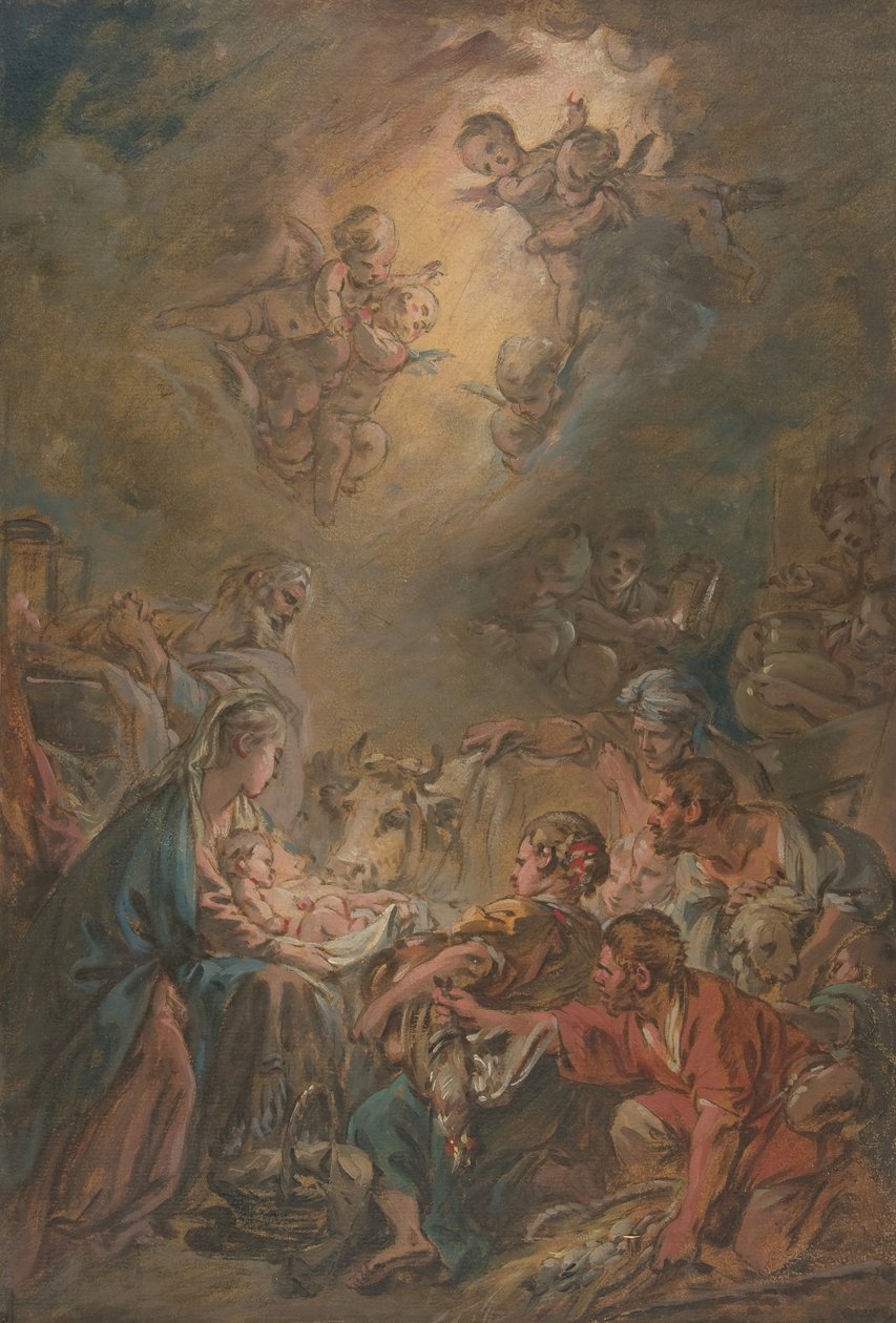 De aanbidding van de herders door François Boucher