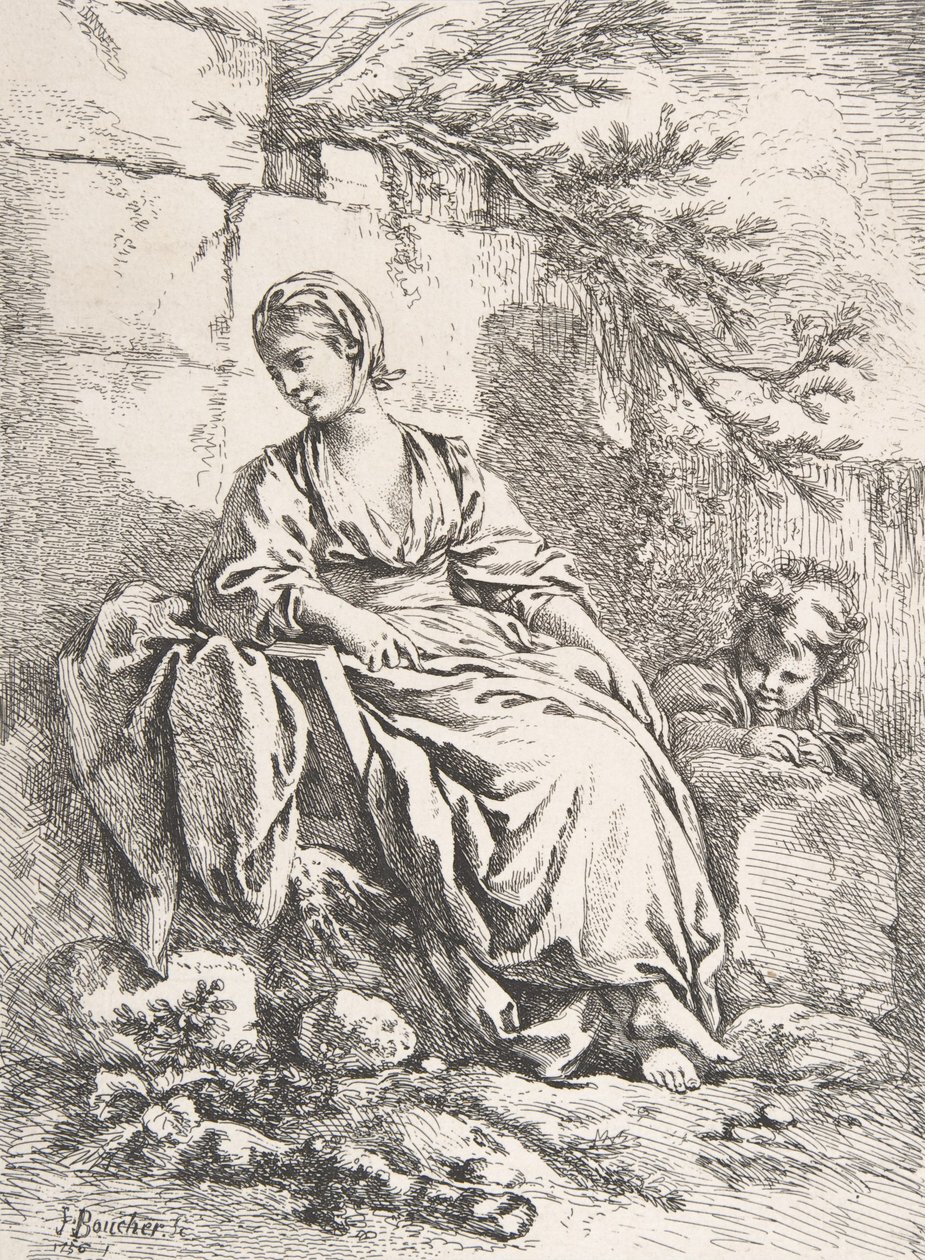 Het rustende meisje door François Boucher