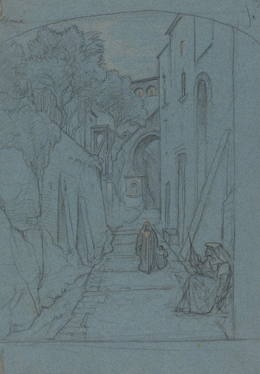 Uitzicht op een Straat in Sorrento door François Edouard Bertin