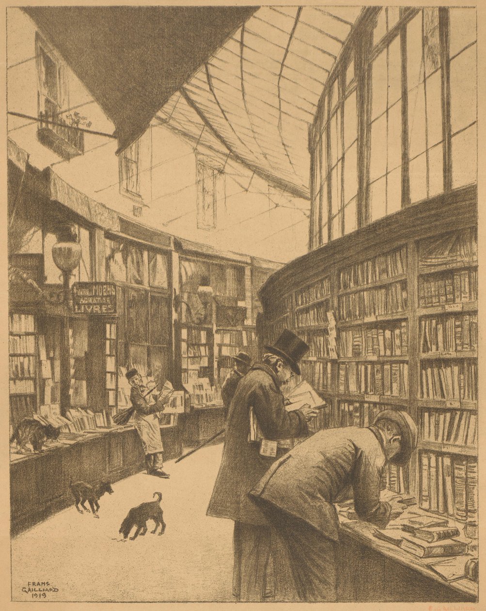 Boekhandel Moens in de Galerie Bortier te Brussel door François Gailliard
