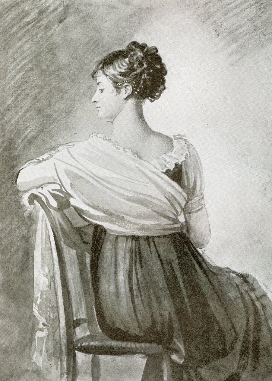 Portret van mevrouw Récamier, zwart krijt, aquarel gehoogd, door François Gérard. door François Gérard