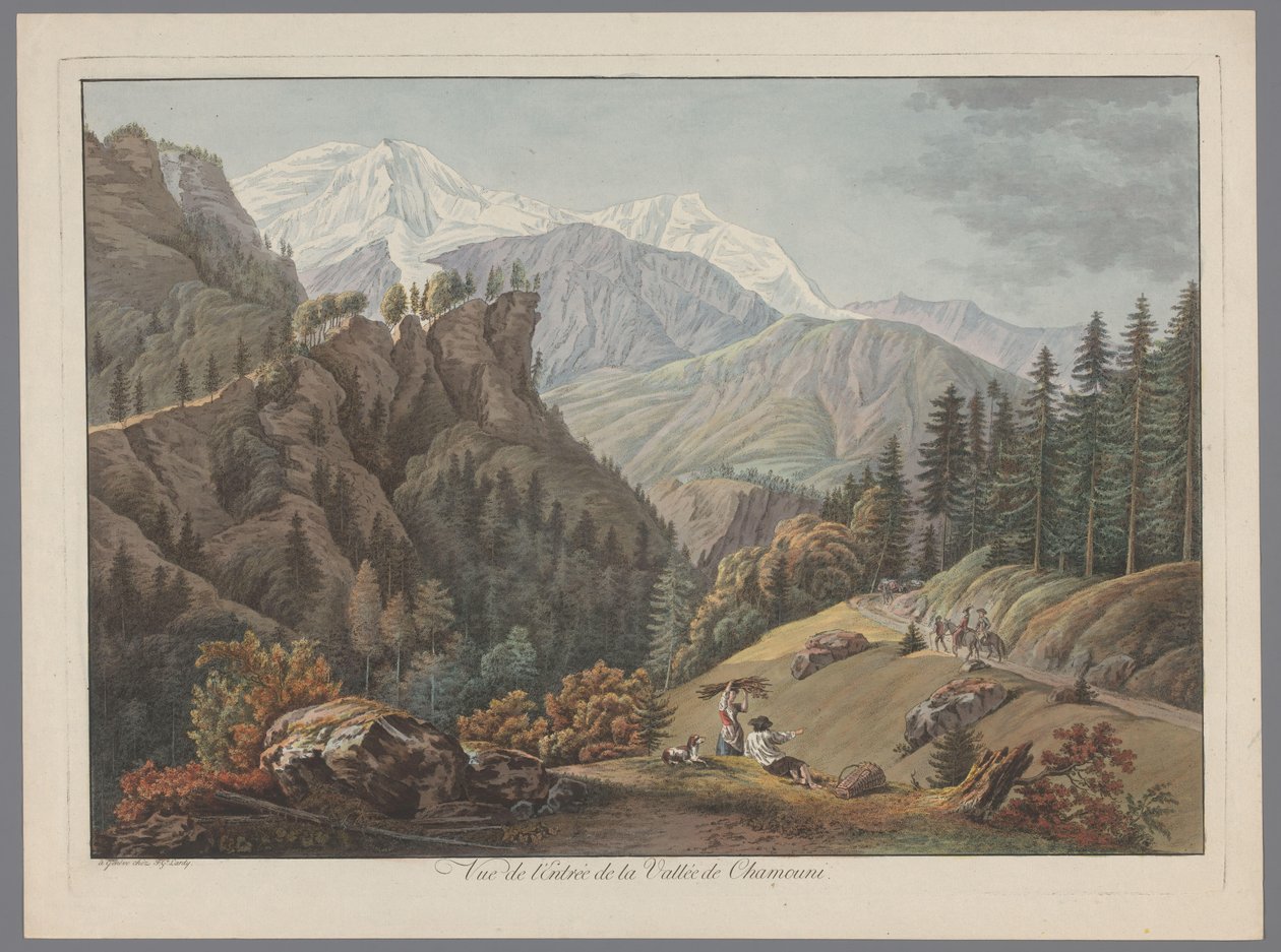 Gezicht op de vallei bij Chamonix door François Guillaume Lardy (possibly)