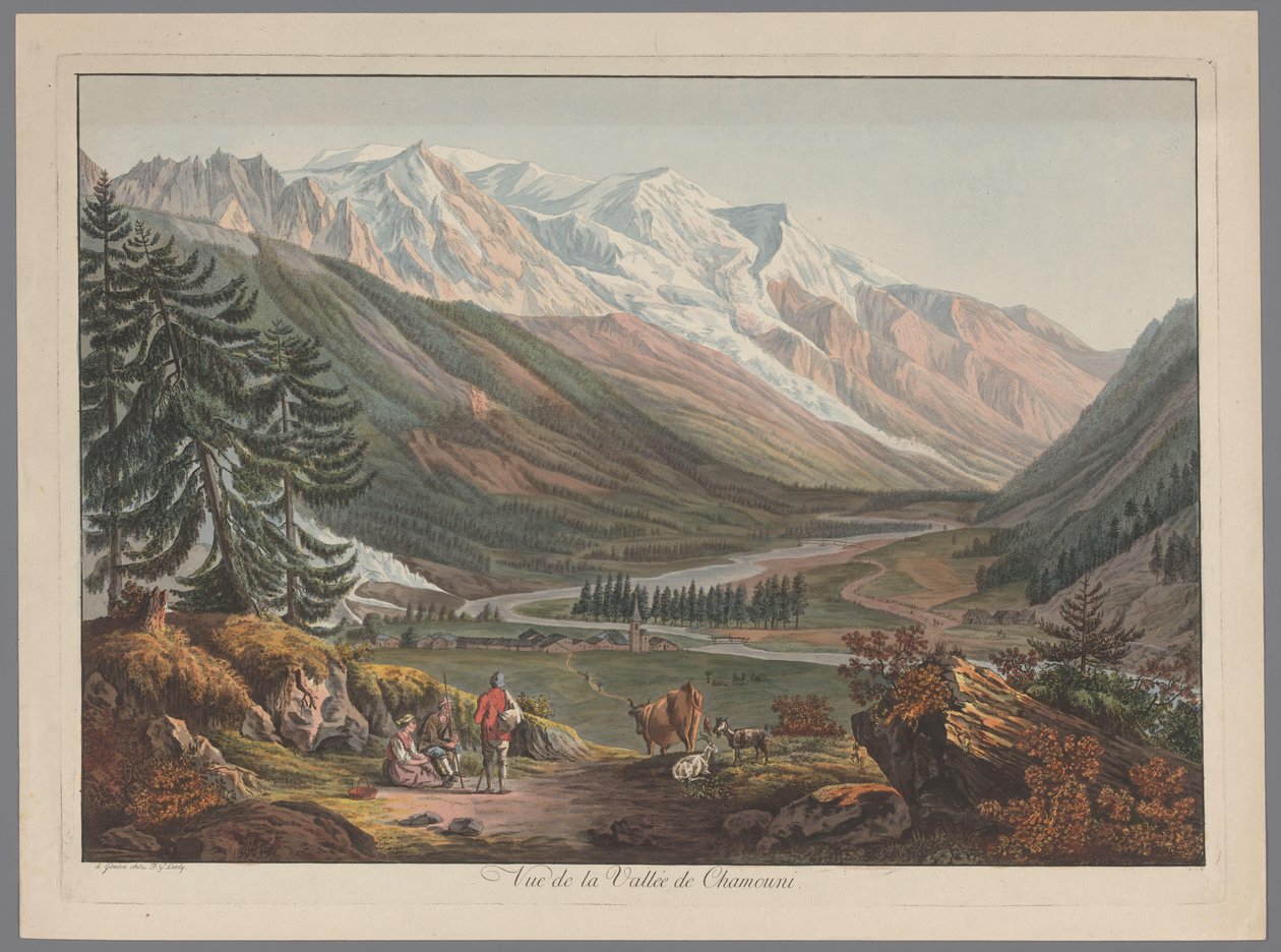 Gezicht op de vallei bij Chamonix door François Guillaume Lardy (possibly)