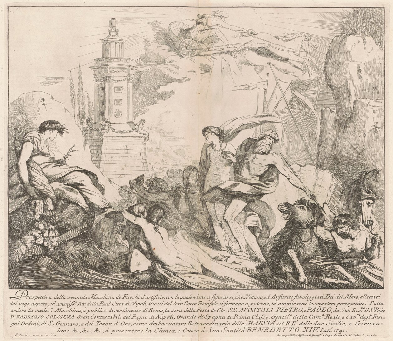 De tweede machine voor de Chinea van 1741: Neptunus en Amphitrite door François Hutin