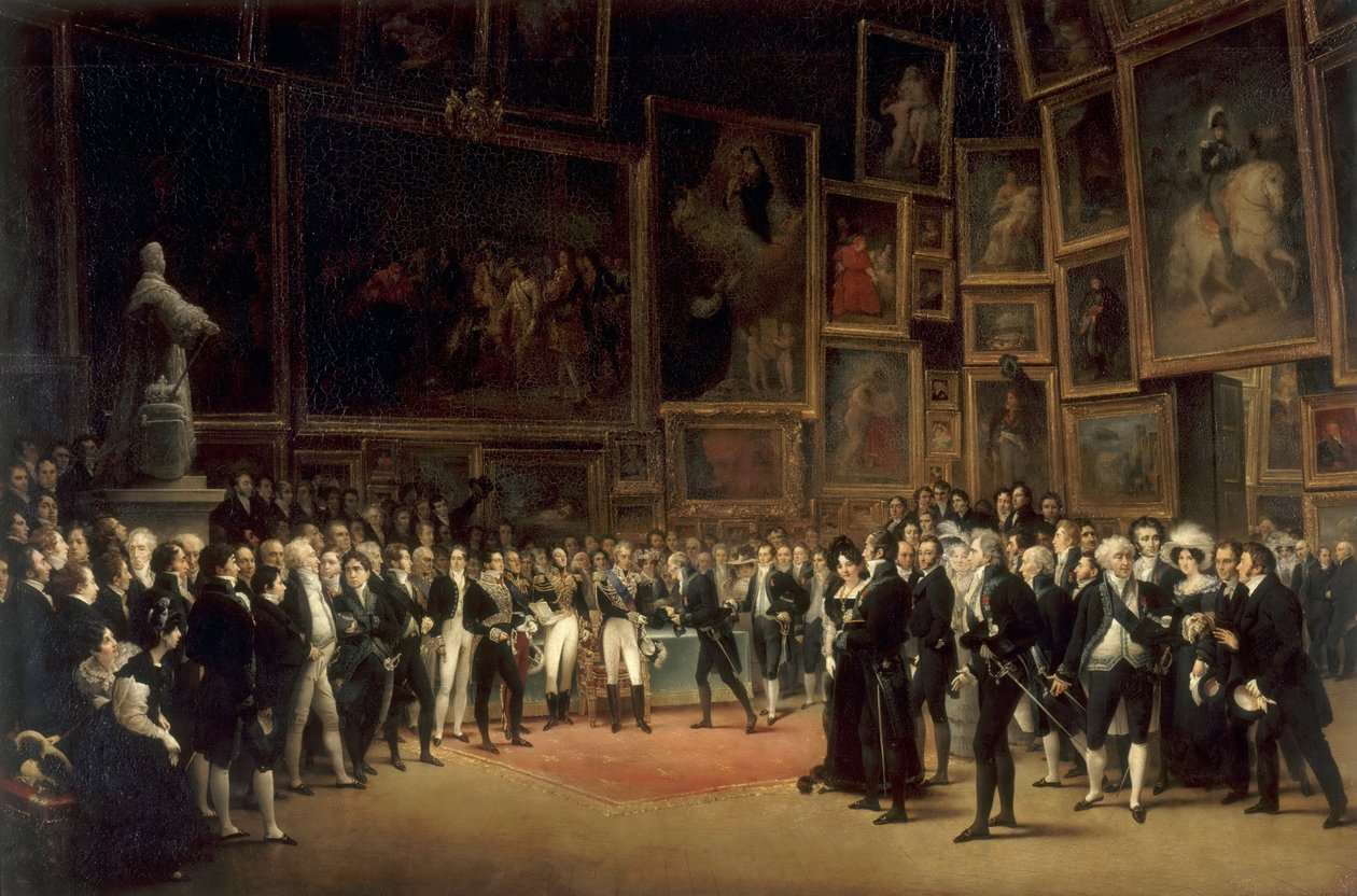 Karel X reikt prijzen uit aan kunstenaars die exposeren op de Salon van 1824 in het Louvre door François Joseph Heim