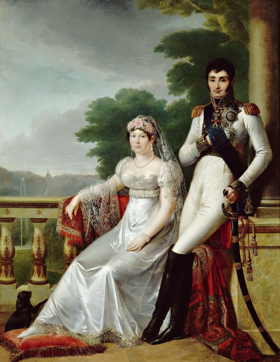 Jérôme Bonaparte en Catharina van Württemberg als Koning en Koningin van Westfalen door François Joseph Kinson