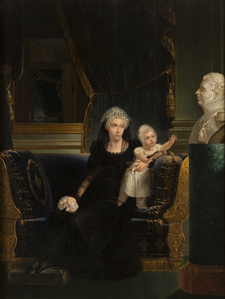 Portret van prinses Caroline van Napels en Sicilië (1798-1870), hertogin van Berry, weduwe van Charles Ferdinand, hertog van Berry, met haar dochter Louise Marie Thérèse d