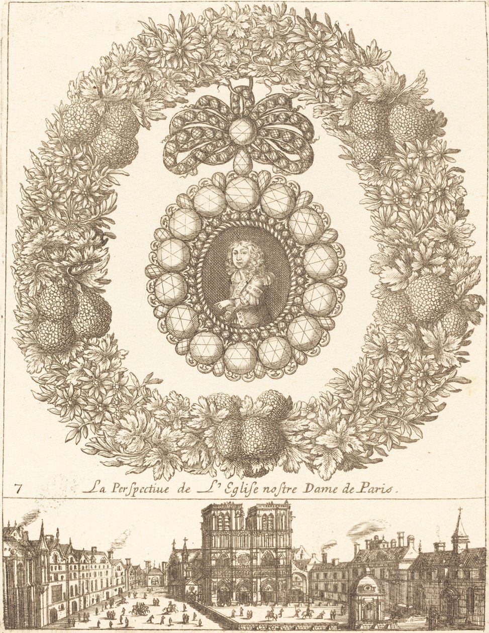 Het perspectief van de kerk Notre Dame de Paris door François Le Febvre