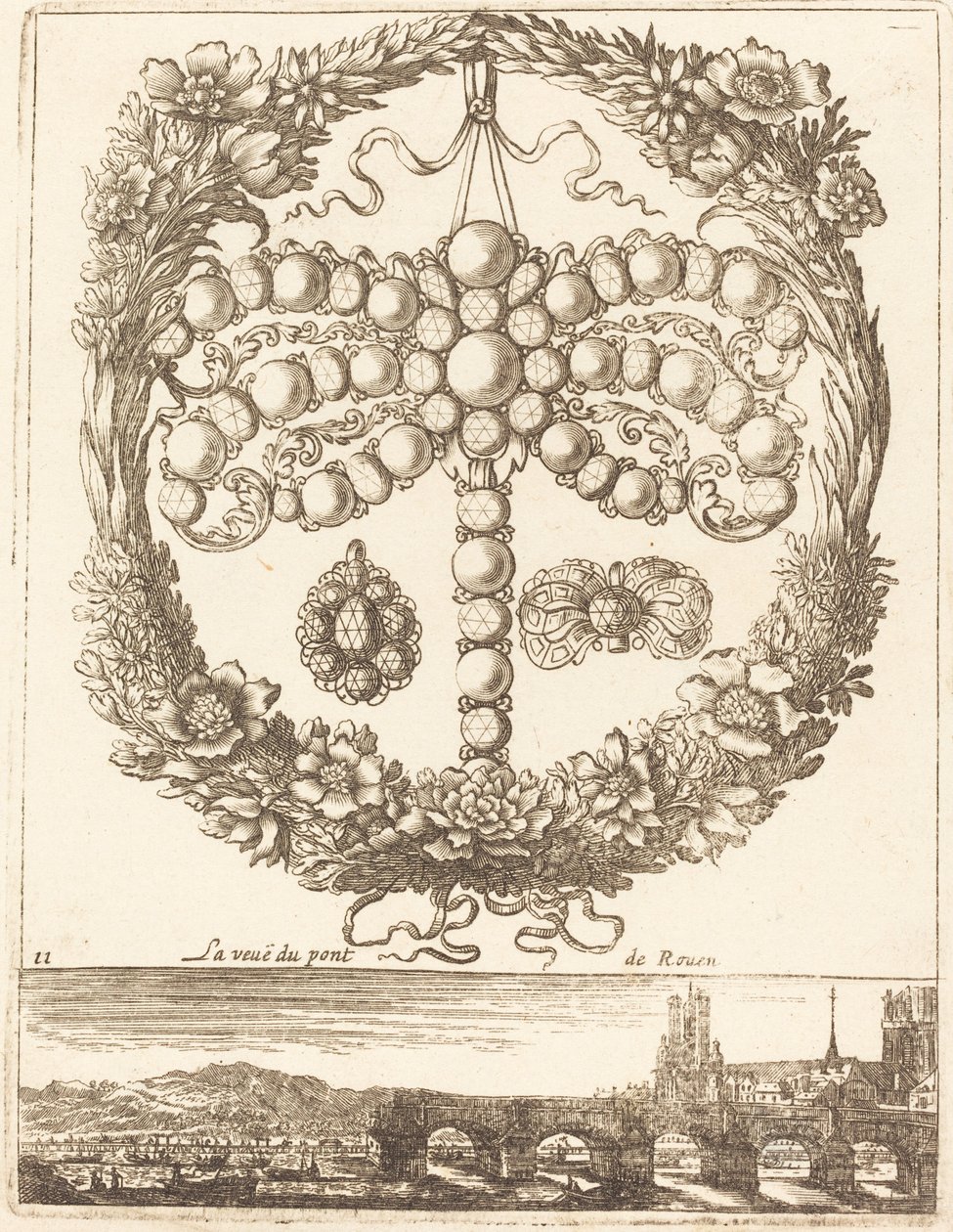 Het Uitzicht van de Brug van Rouen door François Le Febvre