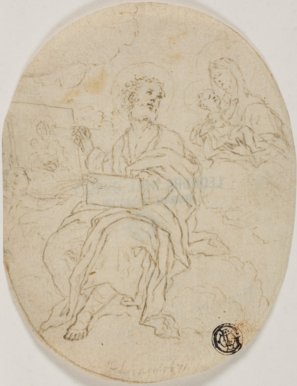 Sint Lucas schildert de Madonna met kind door François Le Moyne