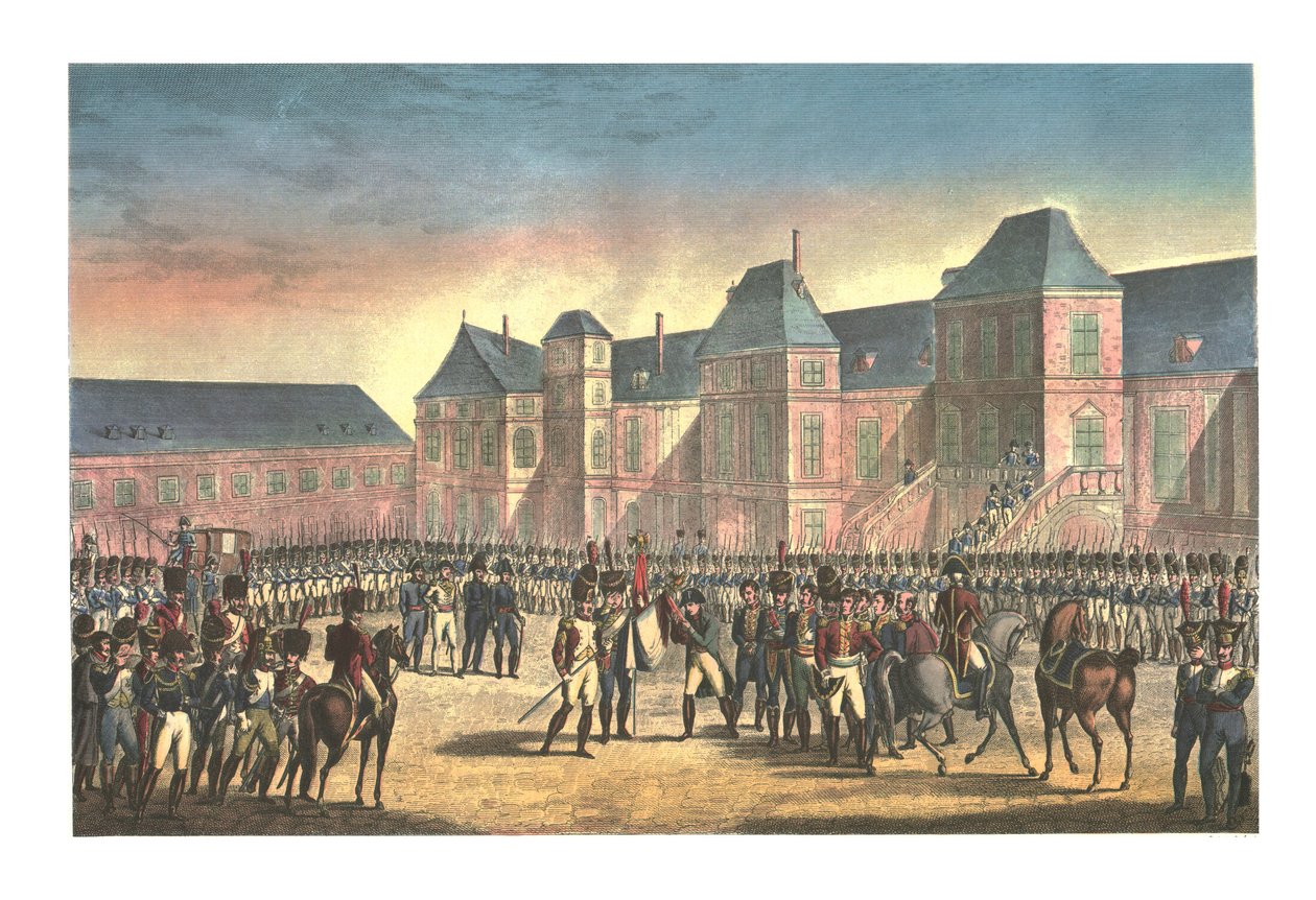 Napoleons vertrek uit Fontainebleau, 20 april 1814 door François Pigeot