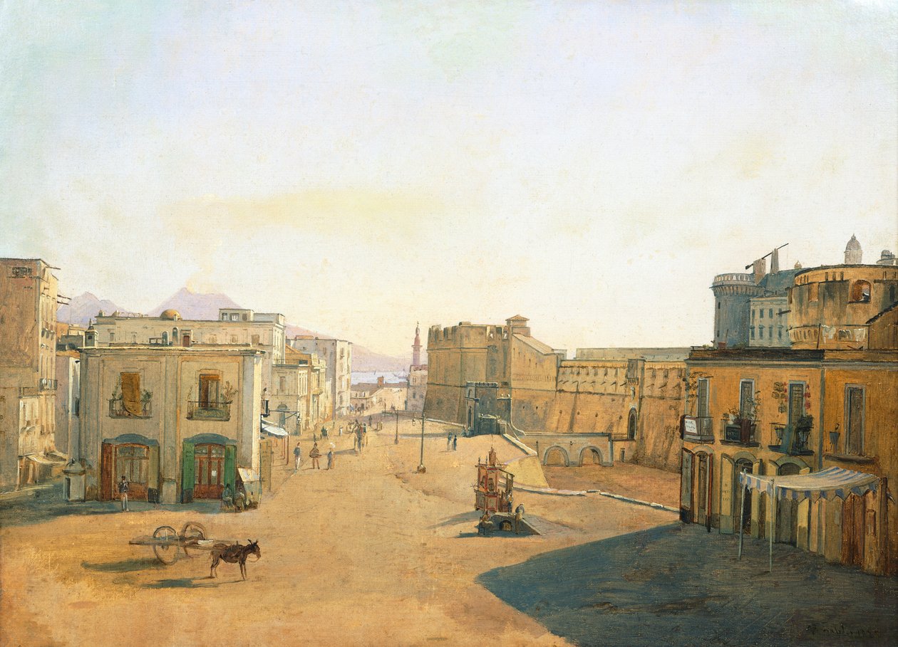 Largo del Castello met de Lantaarn van Molo Pier in Napels door François Vervloet