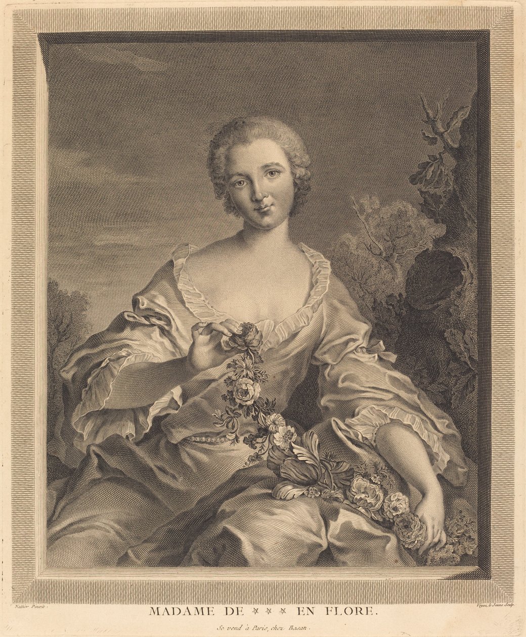 Mevr. XXX als Flora door François Voyez after Jean Marc Nattier