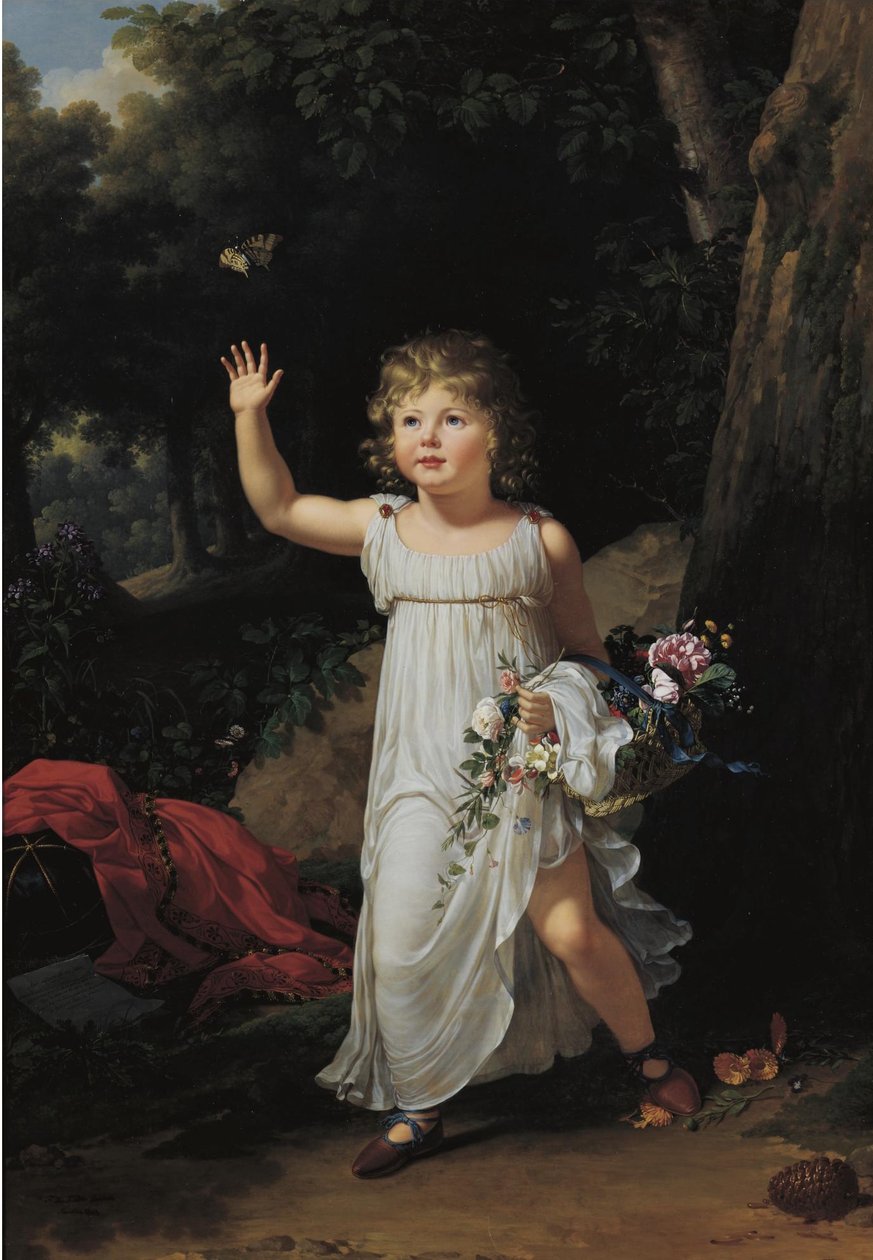 Frans:  Portrait du jeune Edgar Clarke Portret van Edgar Clarke, ten voeten uit, in een bos door Francois Xavier Fabre
