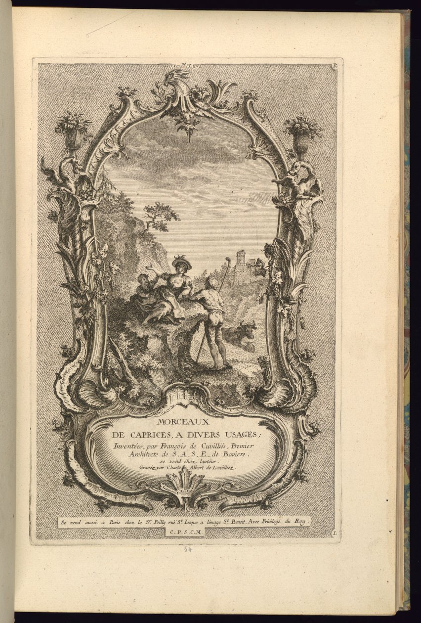Ontwerp voor Cartouche met Grote en Kleine Compartimenten door François de Cuvilliés the Elder