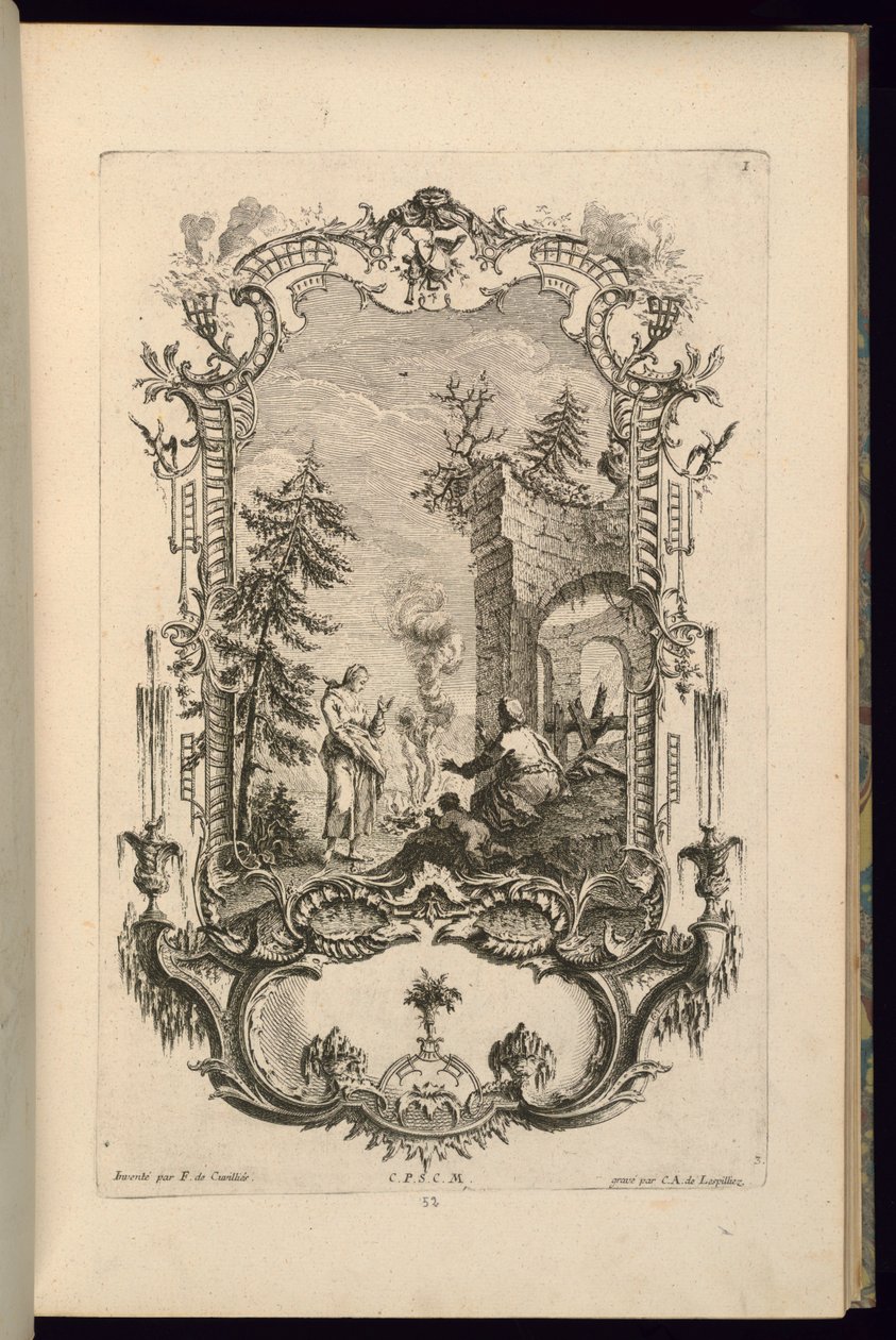 Ontwerp voor Cartouche met Grote en Kleine Compartimenten door François de Cuvilliés the Elder