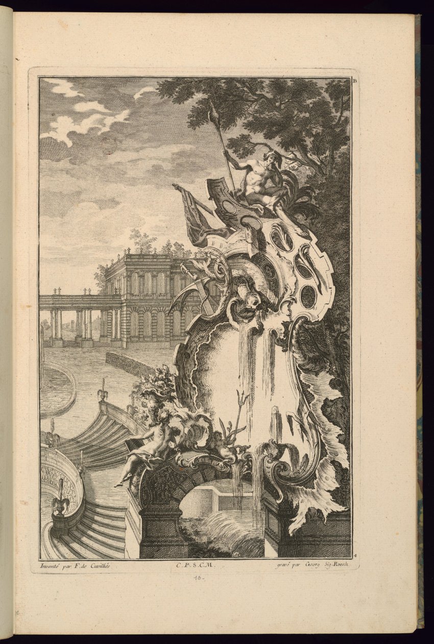 Ontwerp voor fontein met een anker door François de Cuvilliés the Elder