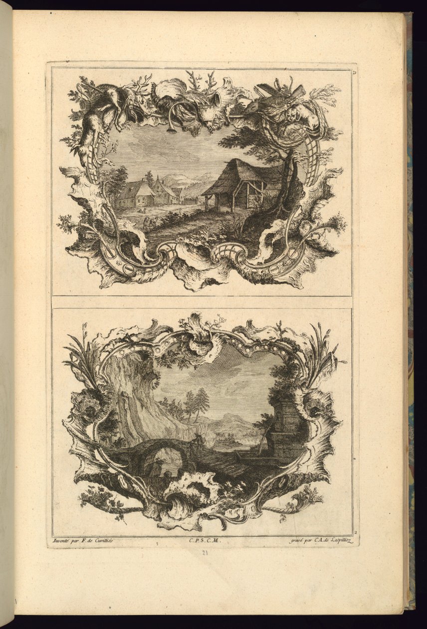 Ontwerp voor Twee Cartouches door François de Cuvilliés the Elder