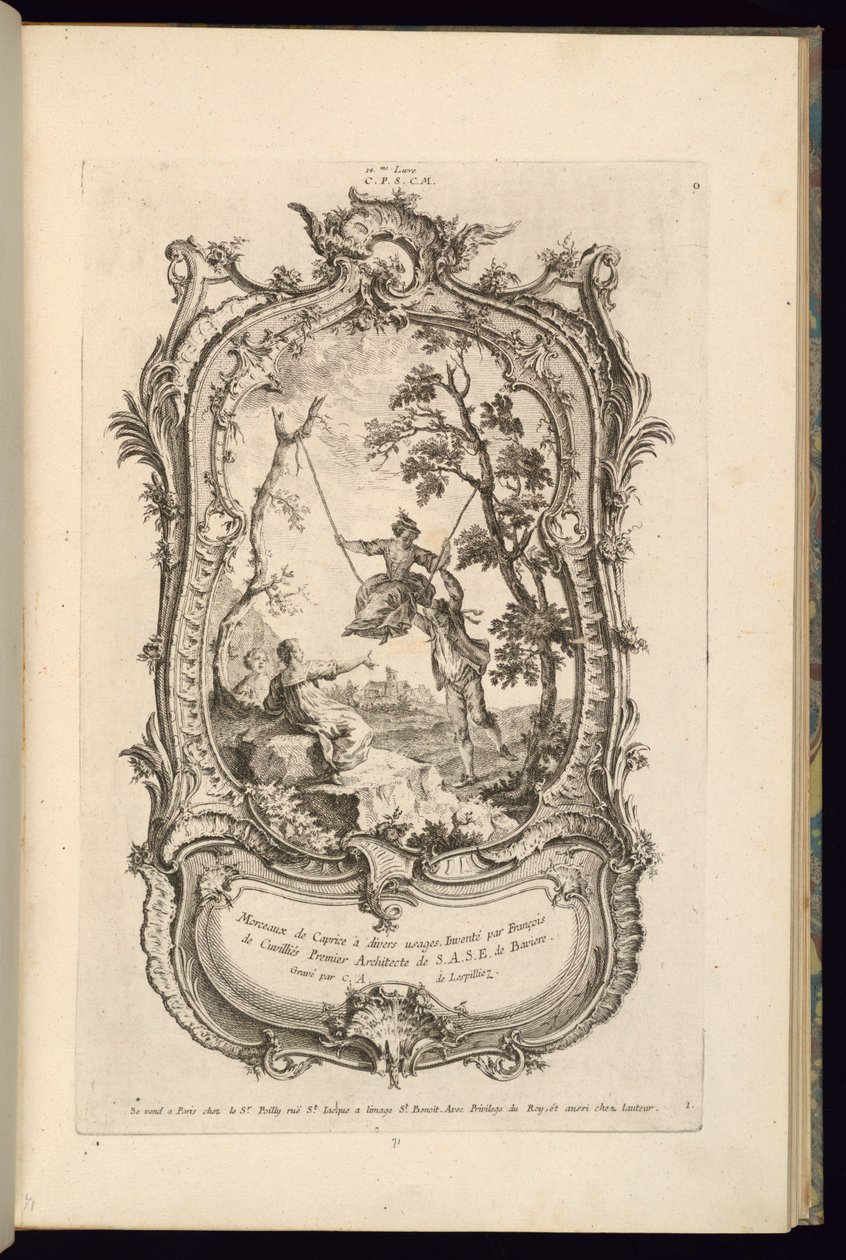 Ontwerp voor een cartouche met grote en kleine compartimenten door François de Cuvilliés the Elder