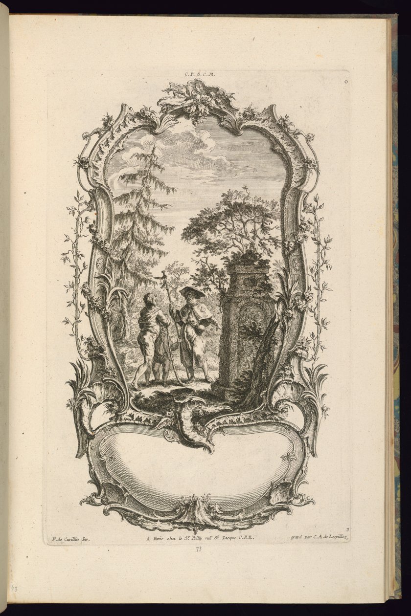 Ontwerp voor een cartouche met grote en kleine compartimenten door François de Cuvilliés the Elder