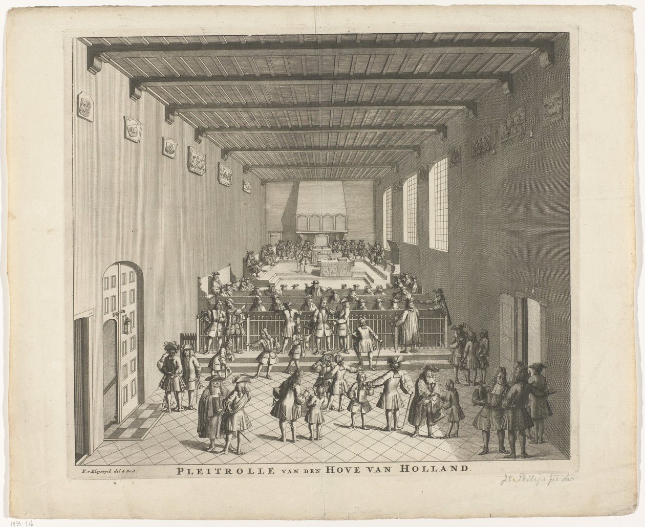 Hof van Holland in zitting, ca. 1700 door François van Bleyswijck