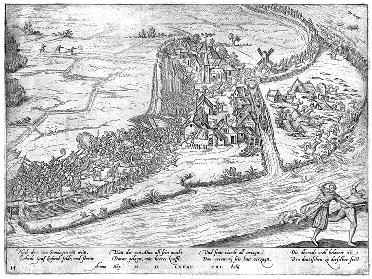 Slag bij Jemmingen, 1568 door Frans Hogenberg