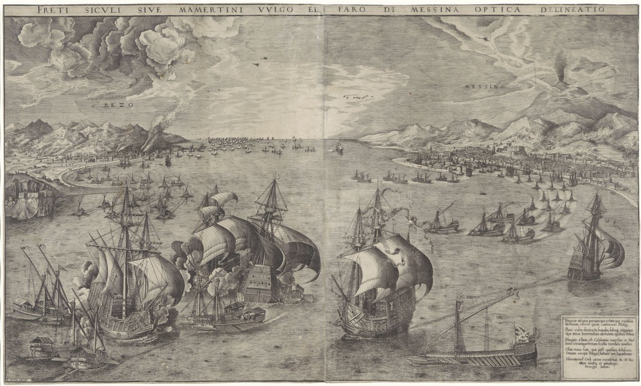 Zeeslag in de Straat van Messina door Frans Huys