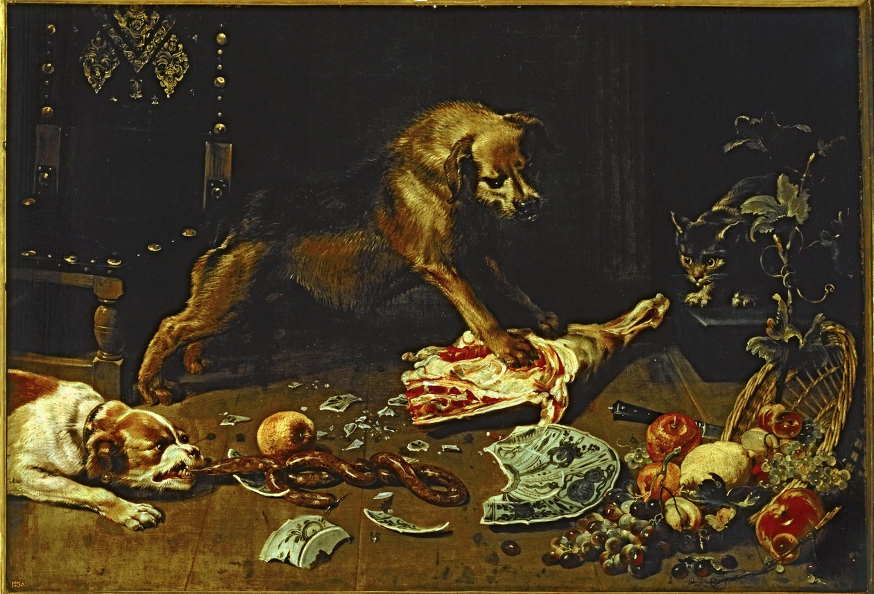De voorraadkast ... (schilderij op doek) door Frans (circle of) Snyders
