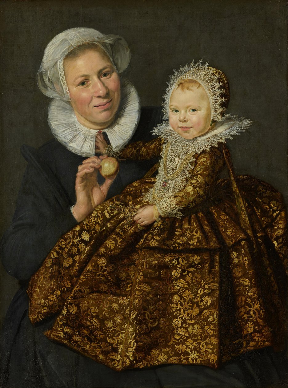 Duits: Catharina Hooft mit ihrer Amme Catharina Hooft met haar Verpleegster door Frans Hals