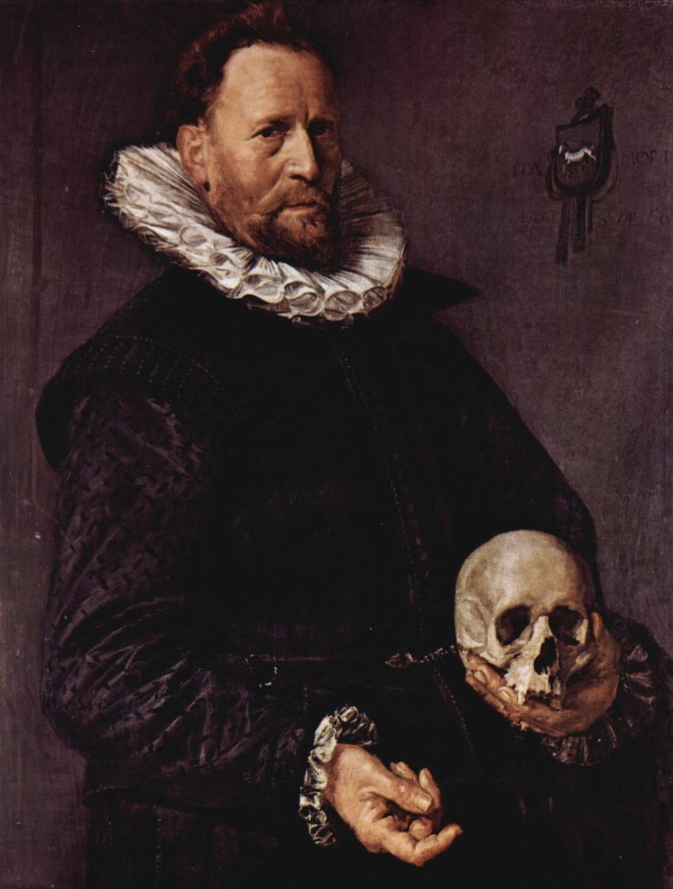 Portret van een man met een schedel door Frans Hals