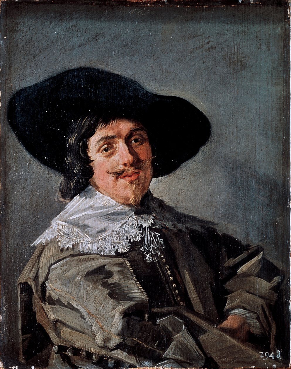 Portret van een man in een geel-grijze jas door Frans Hals