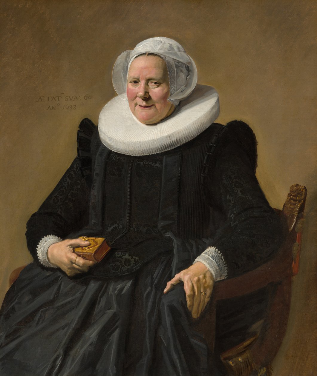 Portret van een vrouw van zestig jaar door Frans Hals