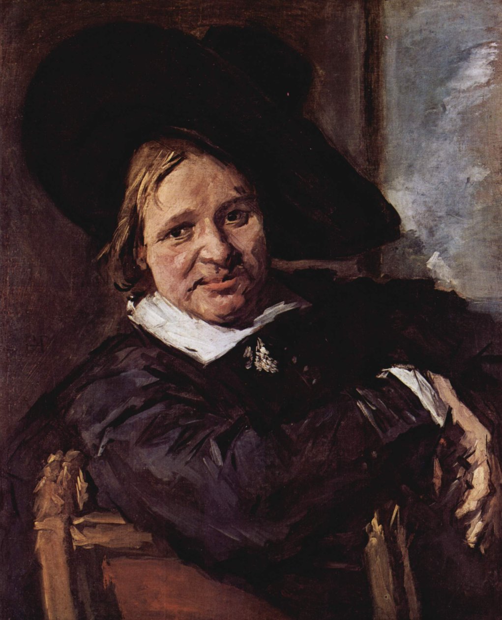 Portret van een zittende man met een zachte hoed door Frans Hals