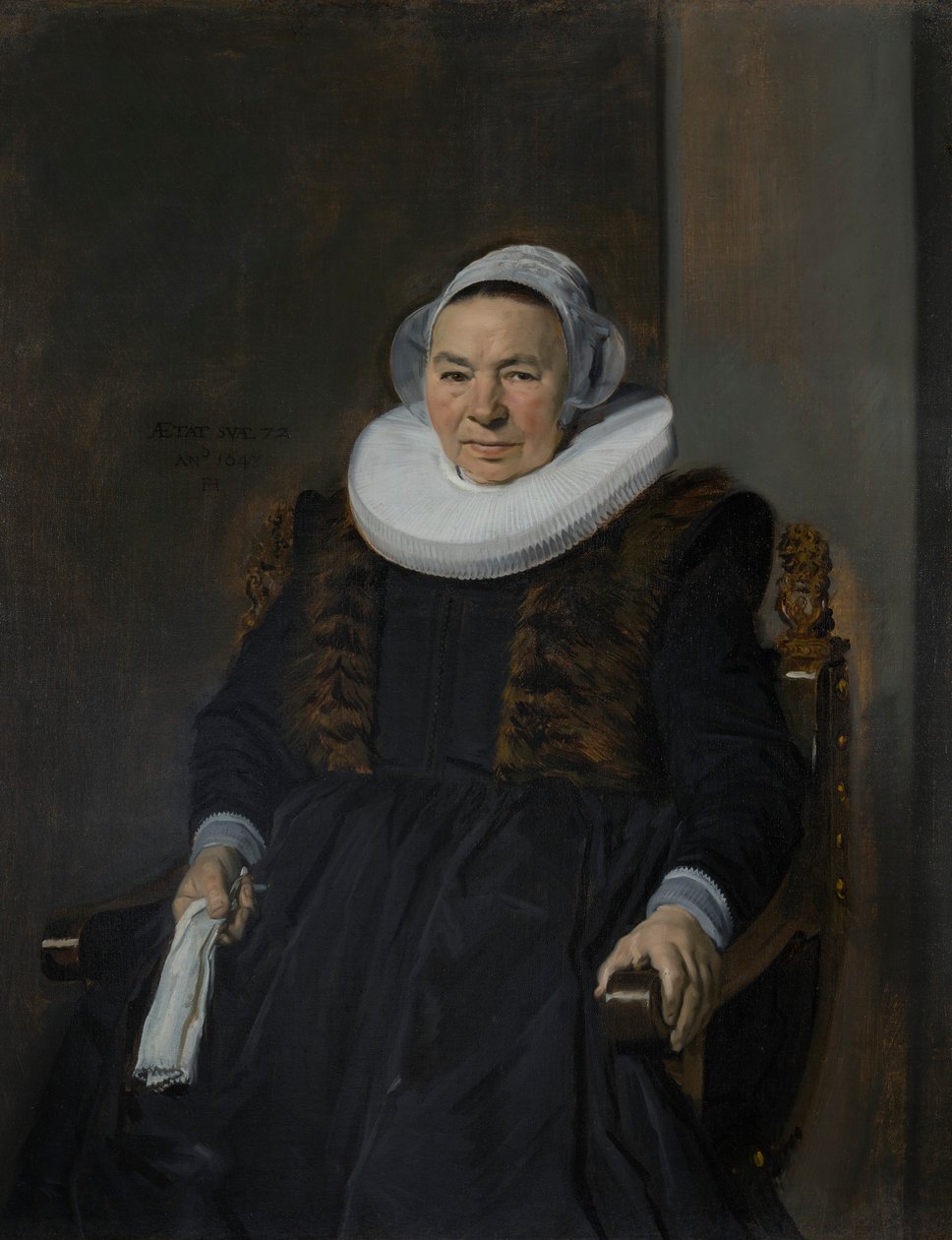 Portret van een Oudere Vrouw, traditioneel genoemd Mevrouw Bodolphe door Frans Hals