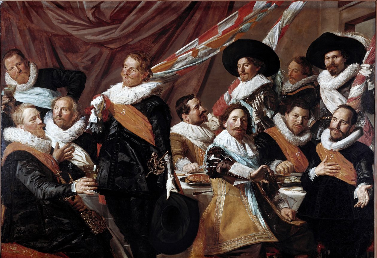 Het banket van de officieren van het Schutterskorps van Sint-Joris van Haarlem door Frans Hals