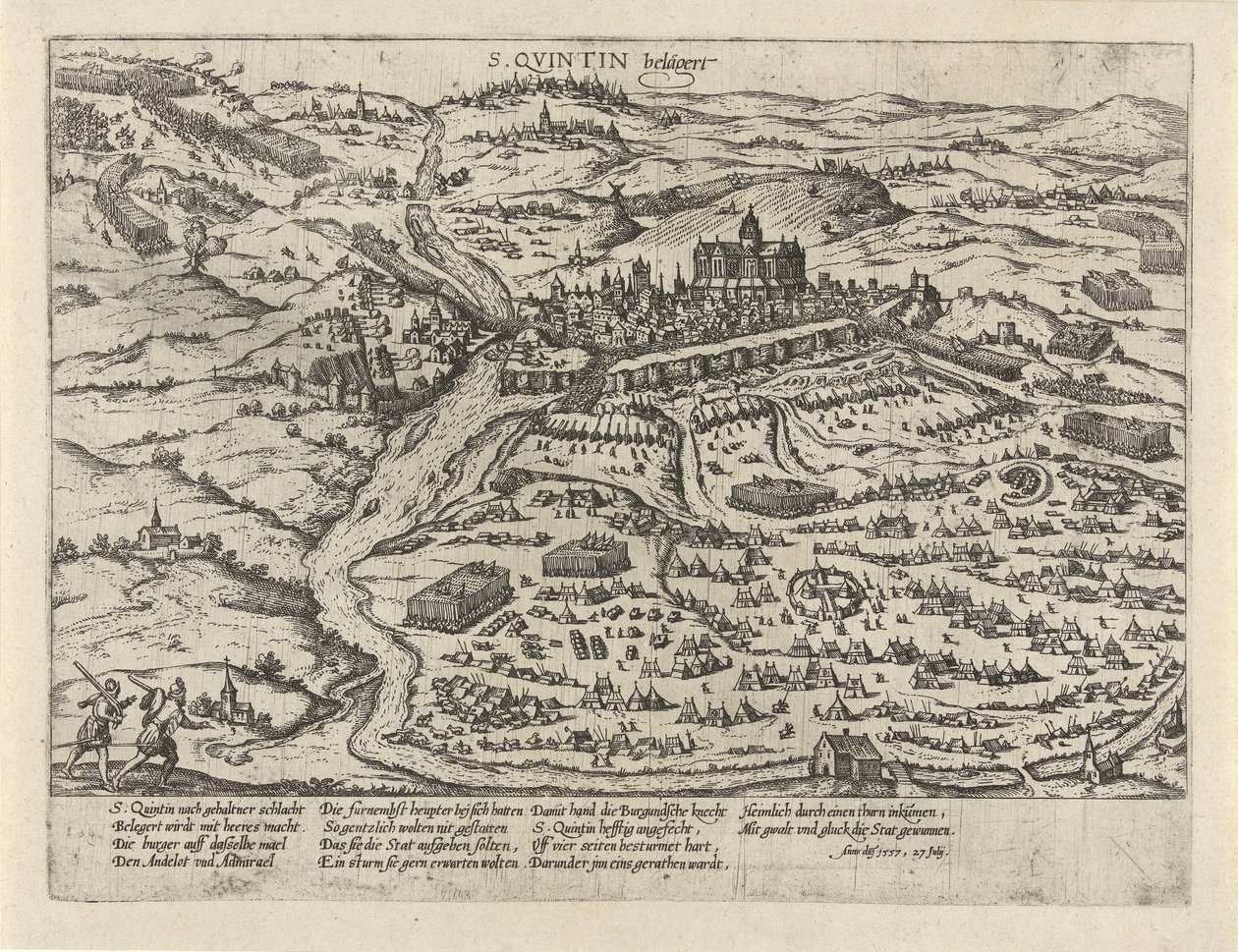 Beleg van Saint-Quentin, 1557 door Frans Hogenberg