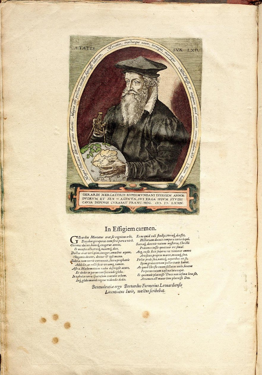 Portret van Gerardus Mercator 1512-1594 op 62-jarige leeftijd door Frans Hogenberg