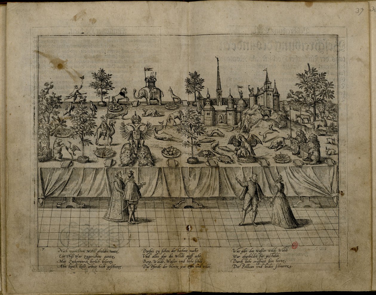Het Huwelijk van Hertog Jan Willem van Jülich-Cleves-Berg en Jakobea van Baden, 1585 door Frans Hogenberg