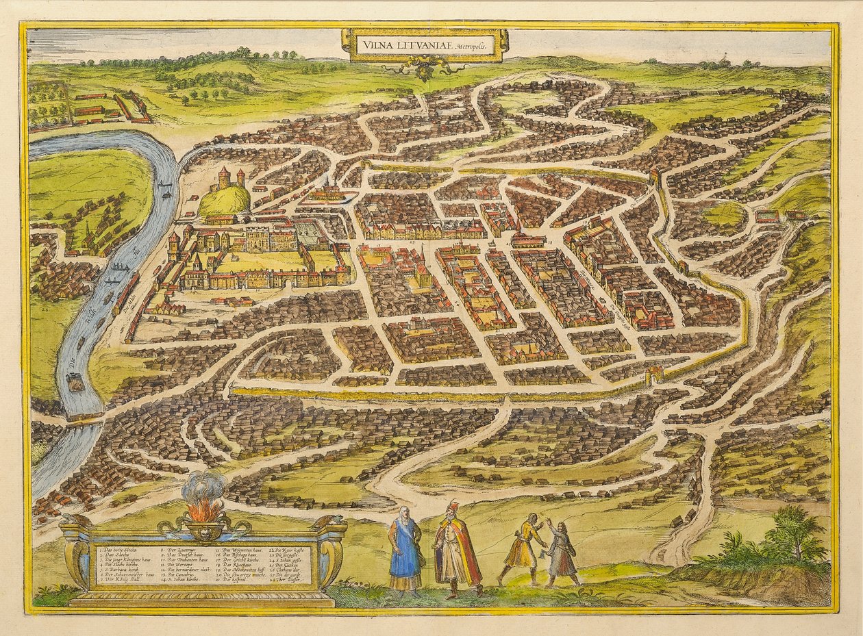 Vilnius uit Urbium praecipuarum mundi theatrum quintum door Georg Braun, 1580s door Frans Hogenberg