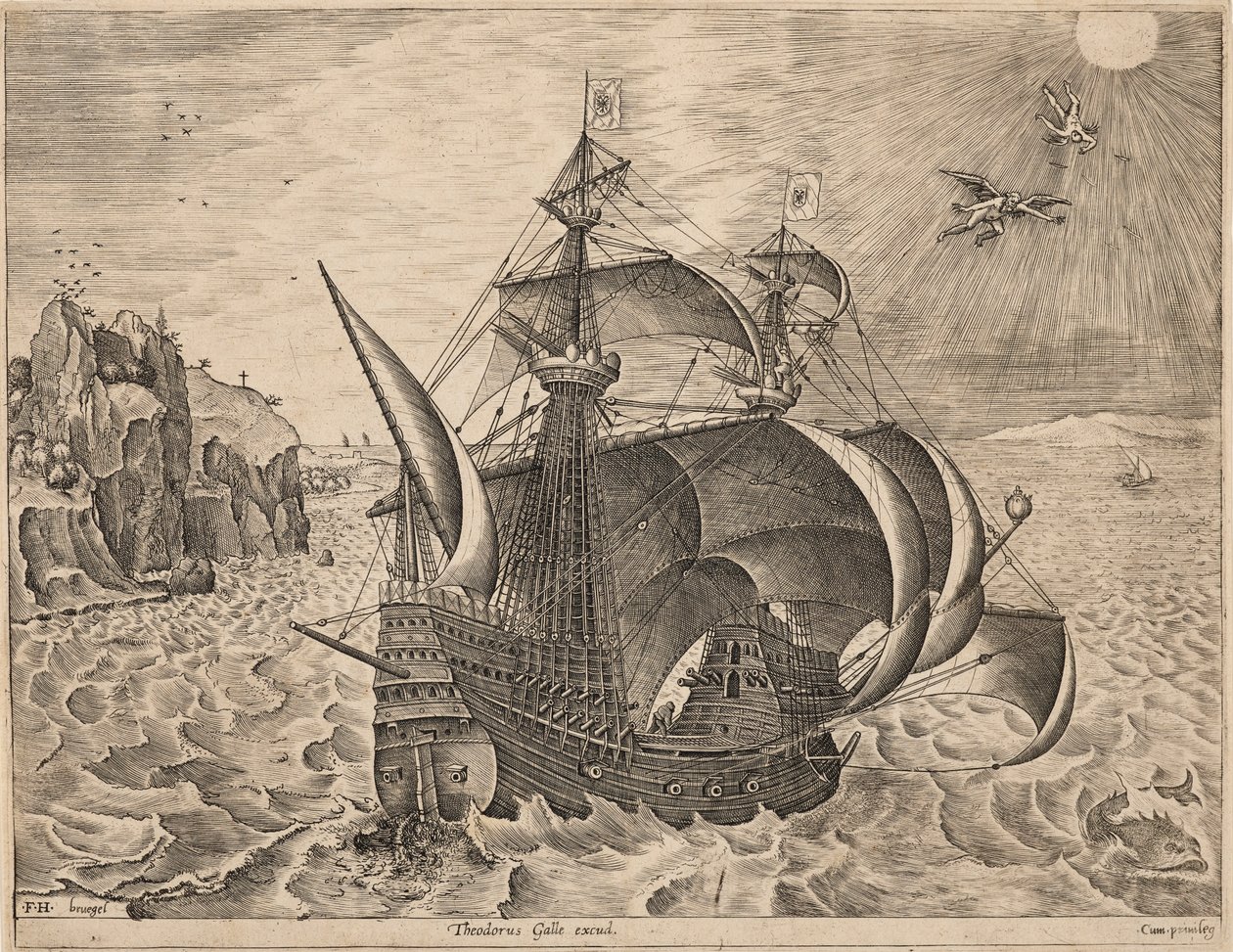 Oorlogsschip met de val van Icarus door Frans Huys